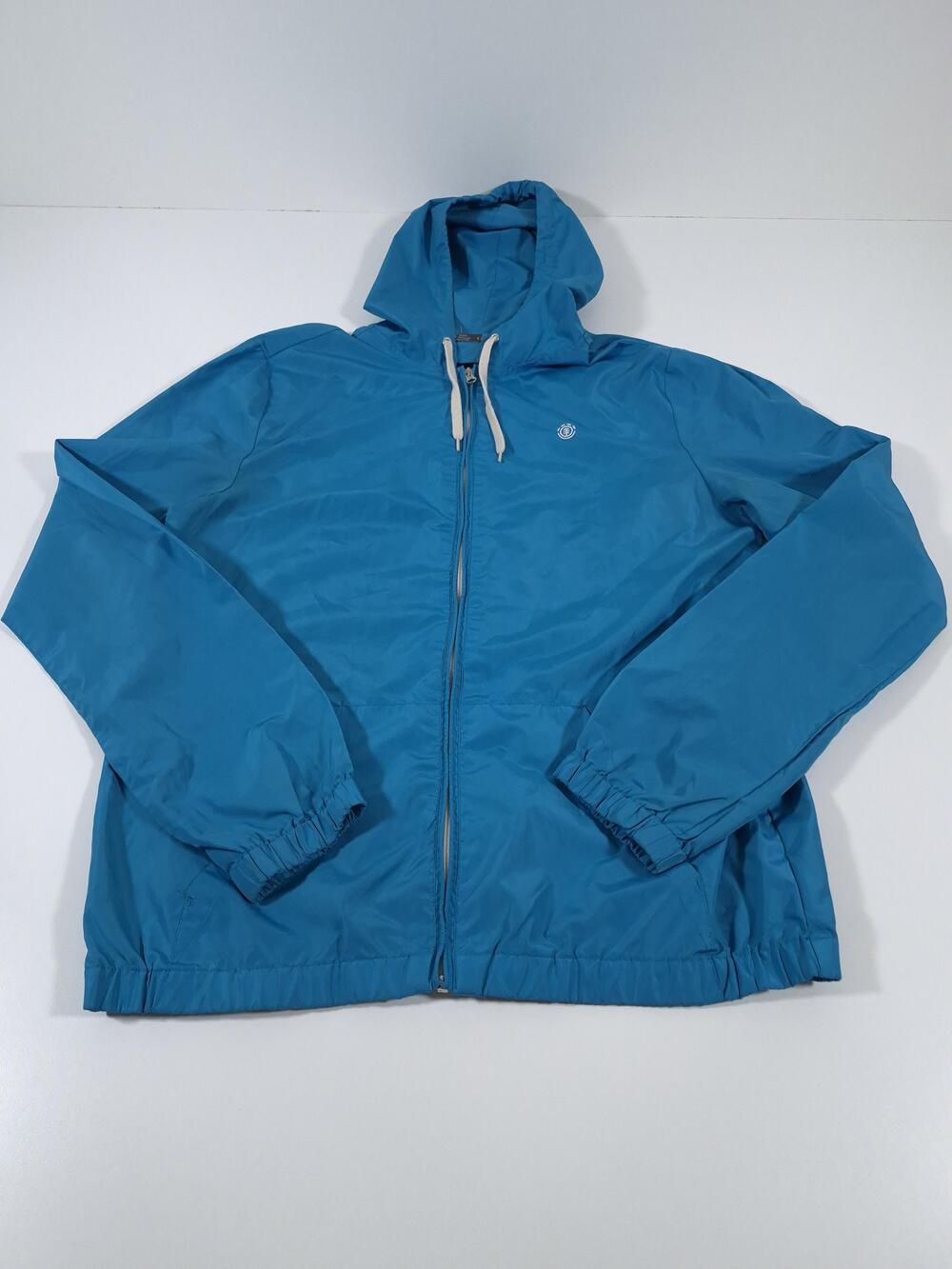 VTG Element Jacket Mens L Blue Hooded Full Zip Windbreaker Skateboarding Y2K
